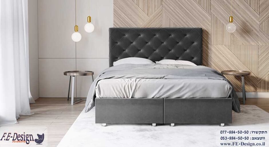 מיטה זוגית מרופדת ניתנת להפרדה יהודית דגם פריז + ארגז מצעים מבית F.E-Design