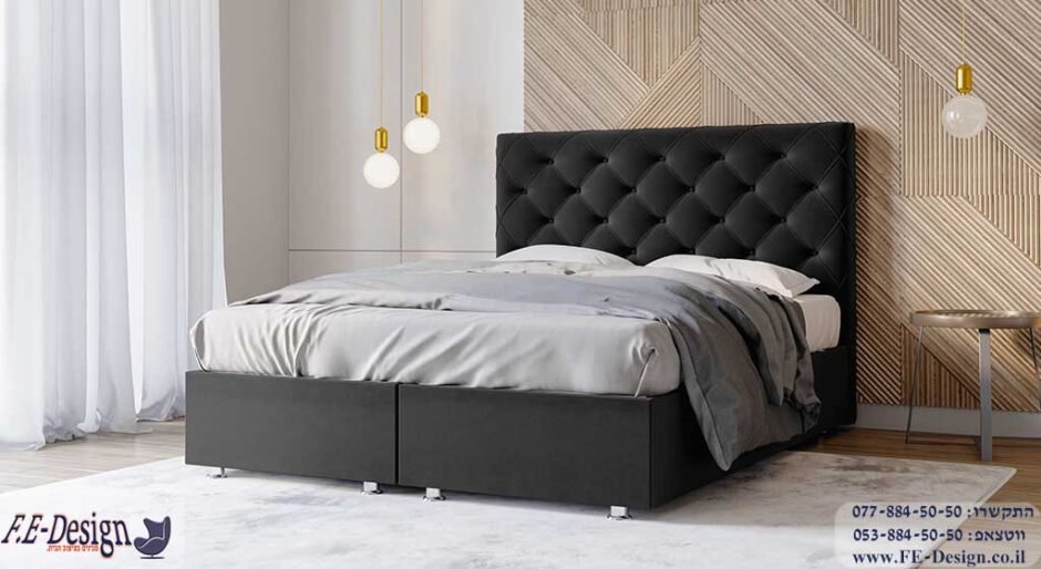 מיטה זוגית מרופדת ניתנת להפרדה יהודית דגם פריז + ארגז מצעים מבית F.E-Design